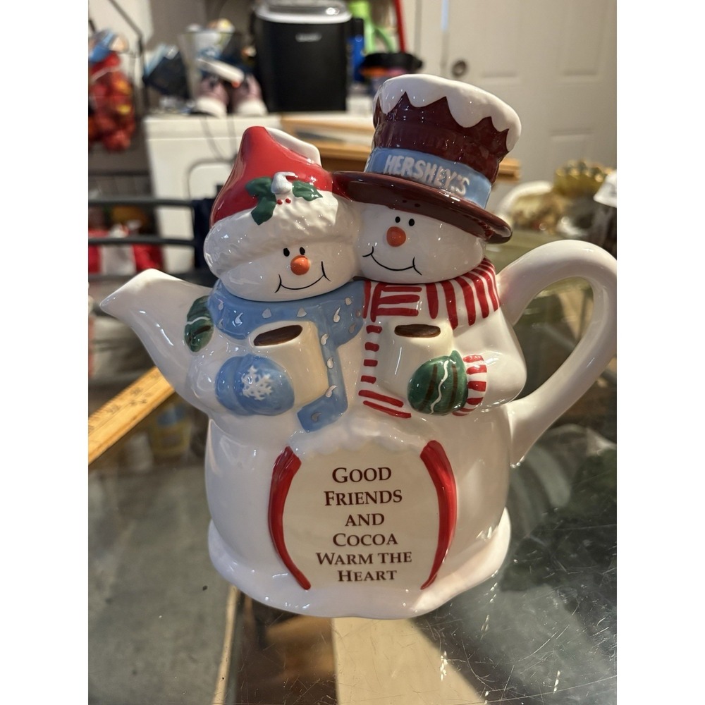Hershey's Snowman Teapot Good Friends & Cocoa Warm The Heart